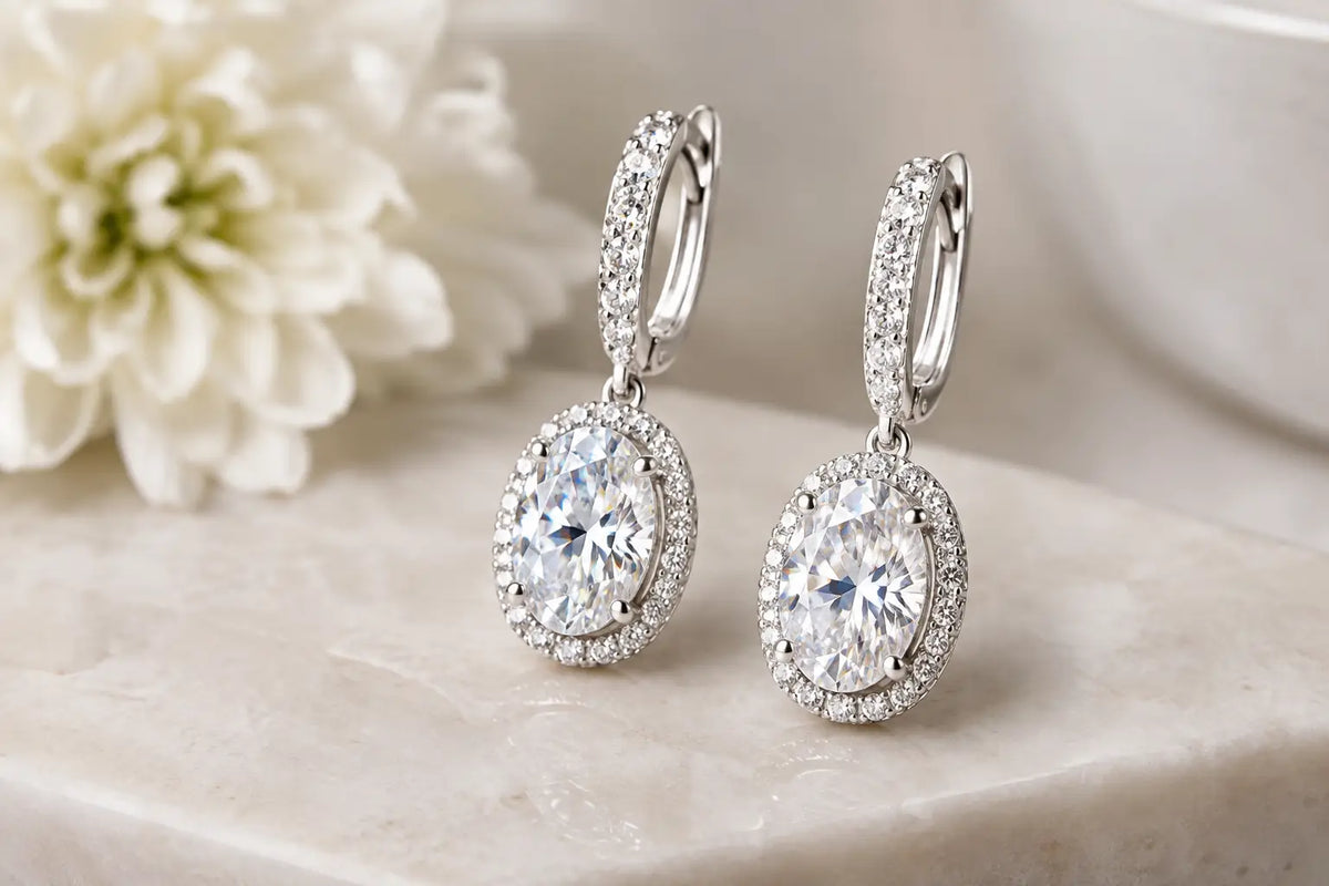 Orecchini Oval Elegance argento e moissanite