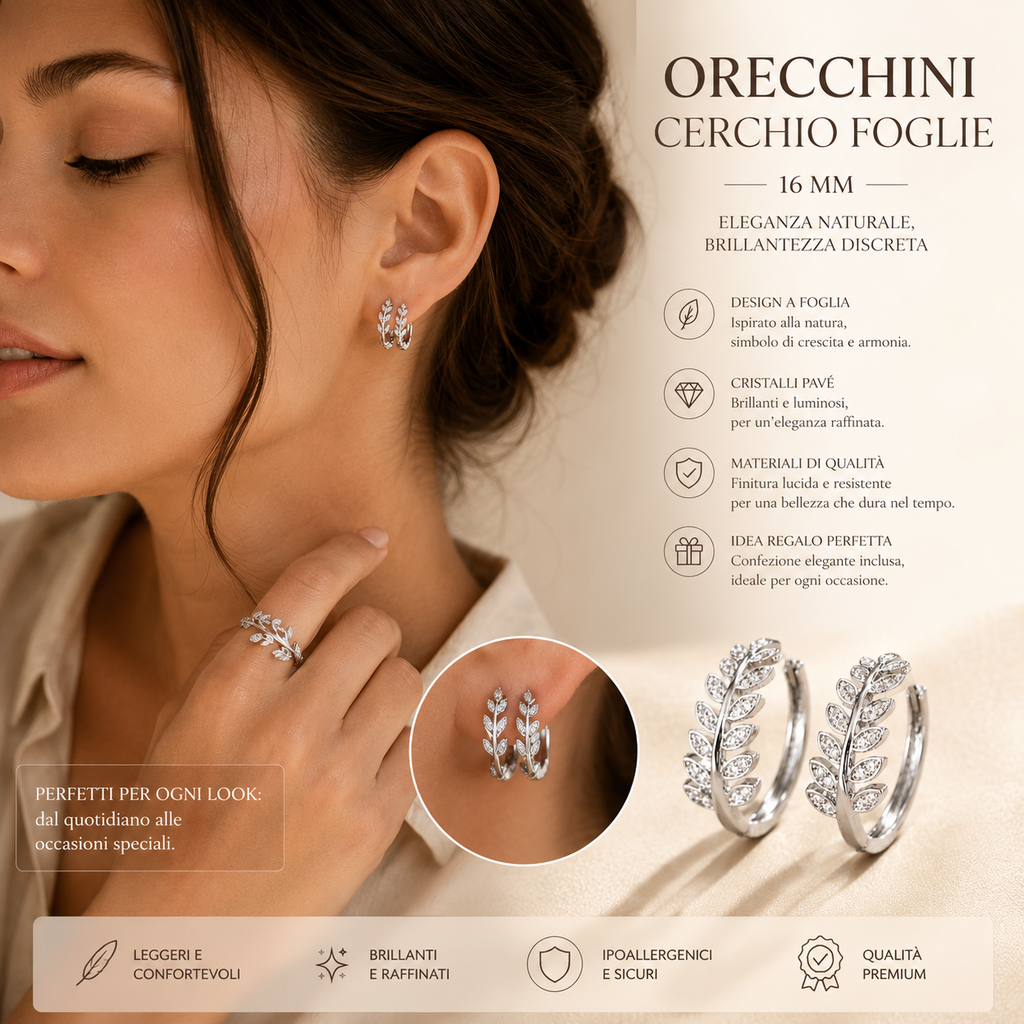 Orecchini Cerchio Foglie
