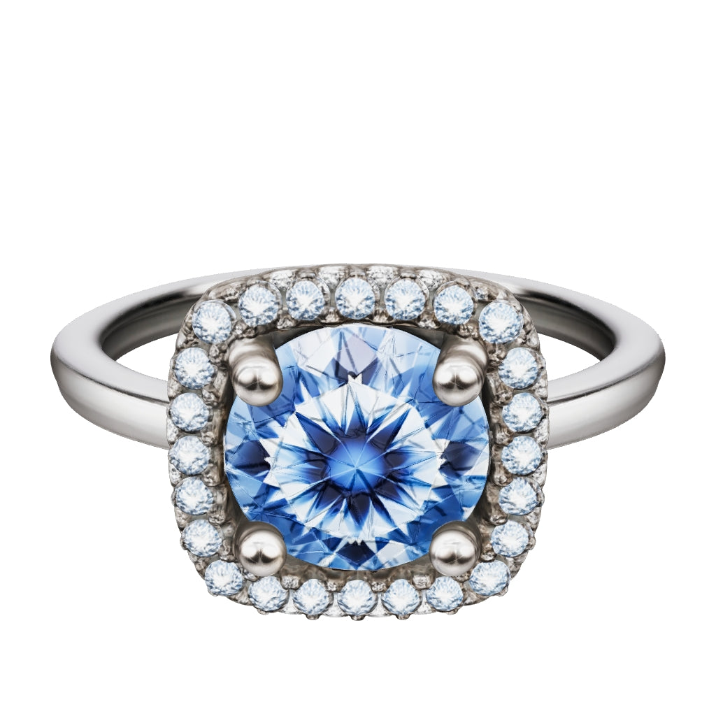 Royal Blue Halo Ring