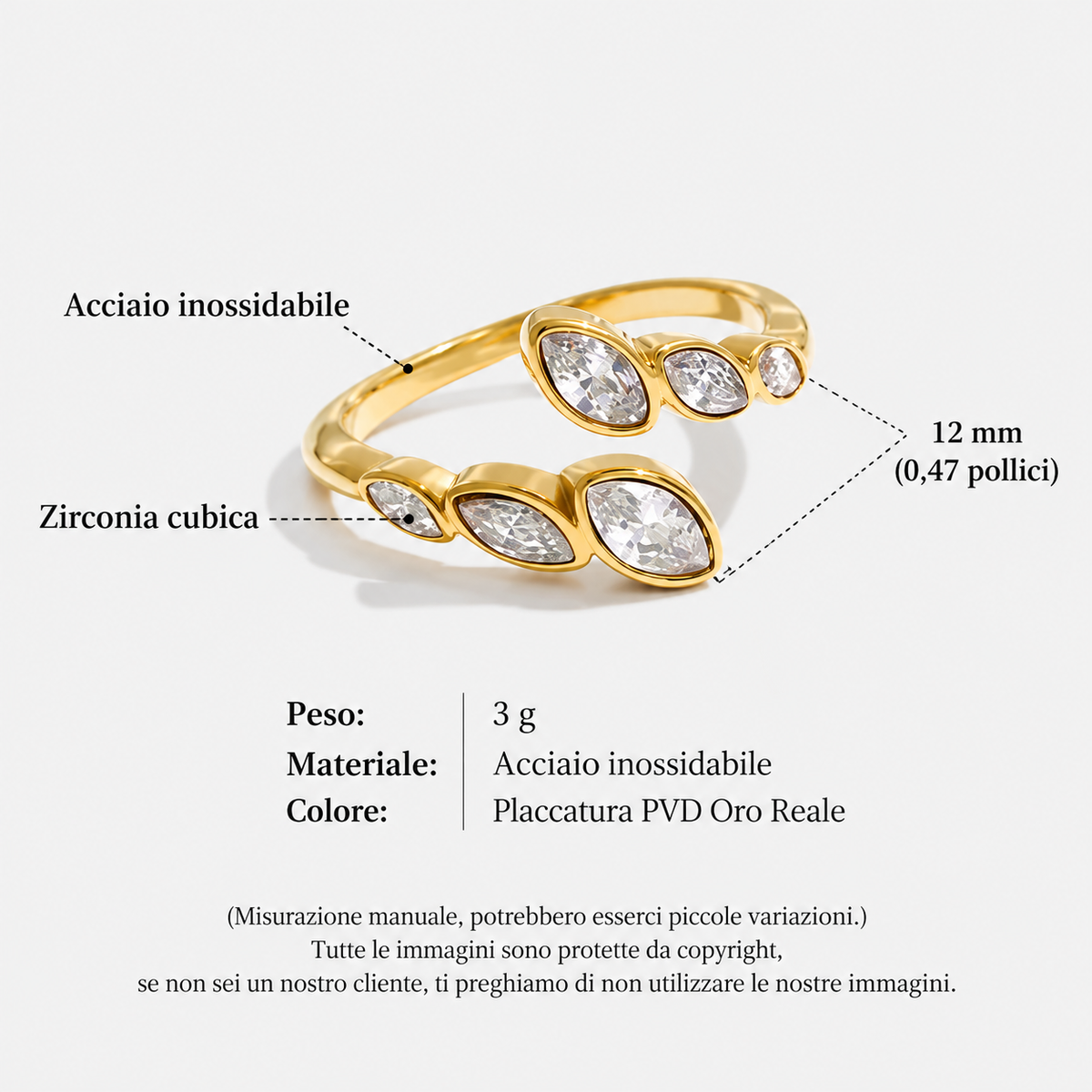 Anello Marquise - acciaio inossidabile